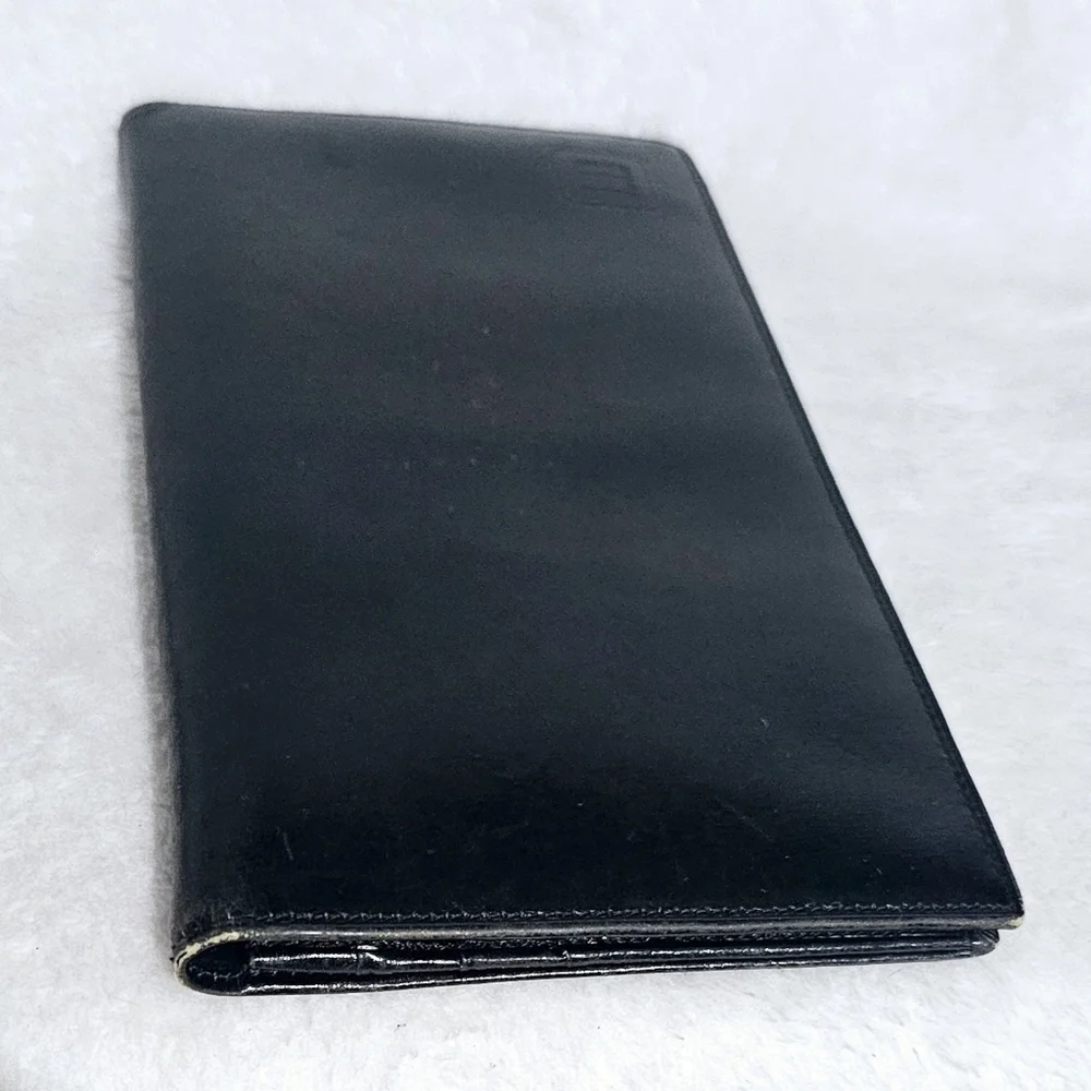 Dunhill Vintage Mens Black Leather Long Coat Wallet
